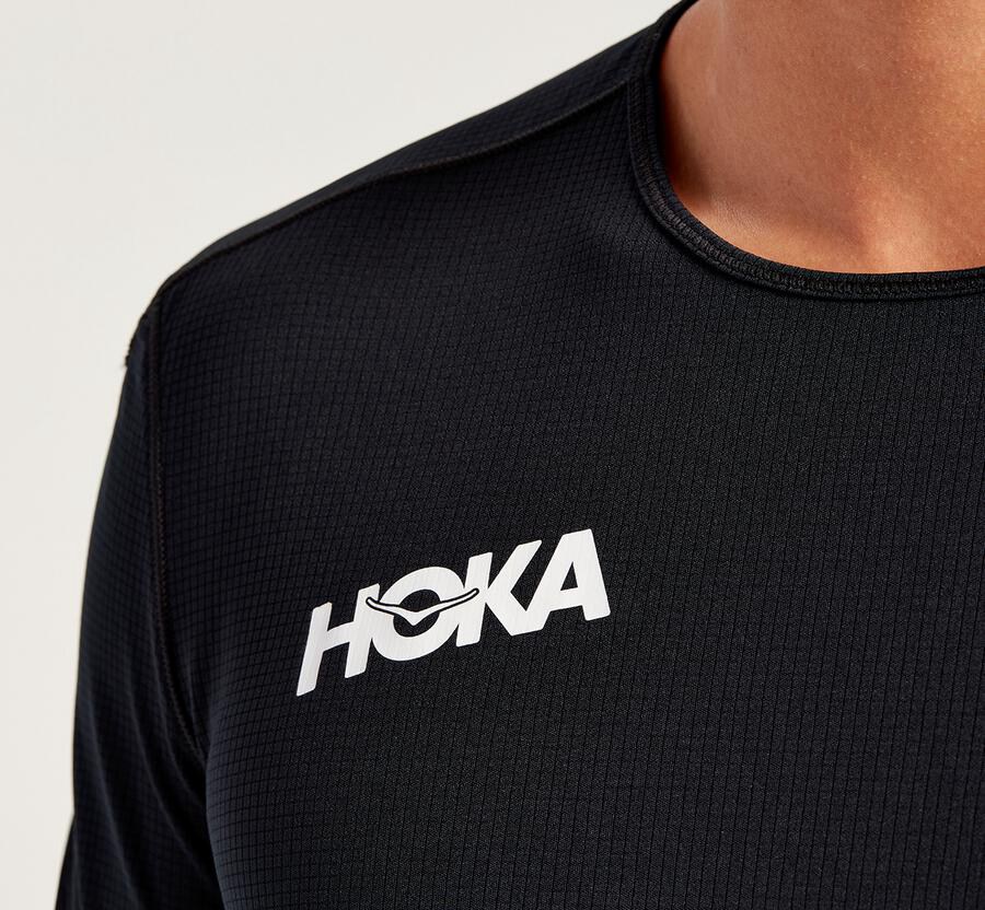 Hoka One One Top Herre - Performance Kort Sleeve - Sort - 196504XGI